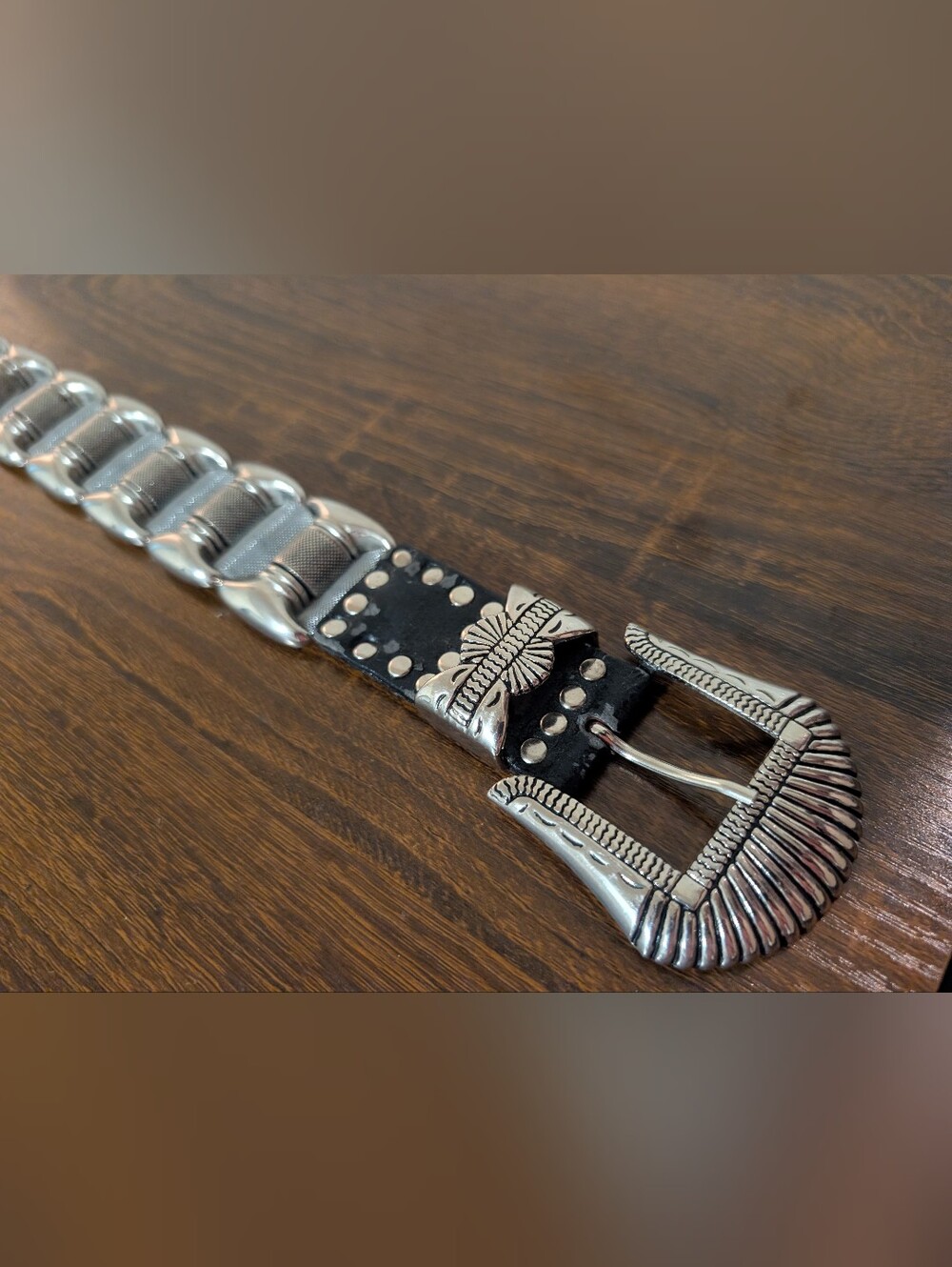 Vintage Metal Belt Steam Punk Rock Biker - 38"